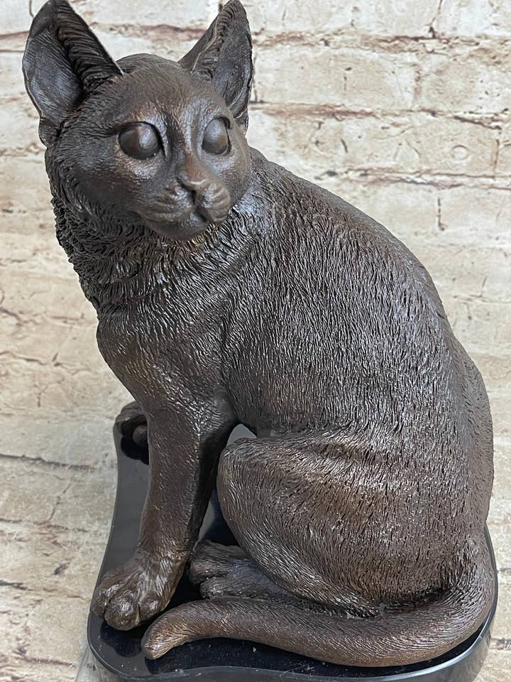 Figura de escultura de base de mármore Art Déco de bronze felino original assinado por atacado de Bronzhaus