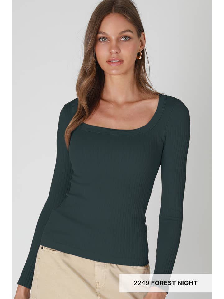 NIKIBIKI - Wholesale Knit Top - Women's - NS8426 - Wide Ribbed Square LS Top4