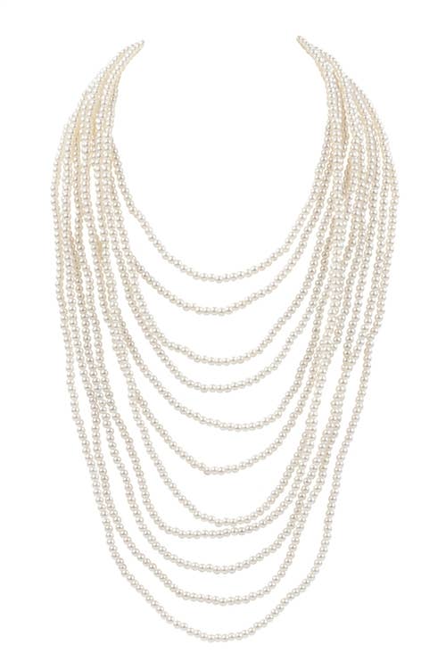 MYS Wholesale Inc - Wholesale Beaded/Pearl Necklace - Multi Layer Pearl Beads Statement Necklace2