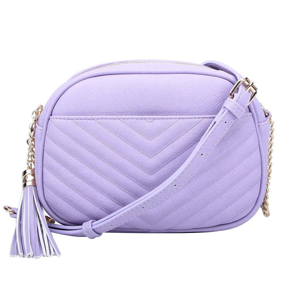 MiMi Wholesale - Vente Sac à bandoulière – femme - Sac à bandoulière Veronica à pompons cousus en V avec fermeture éclair10