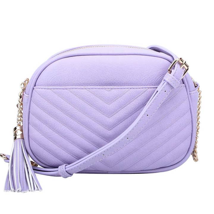 MiMi Wholesale - Wholesale Crossbody Bag - Women's - Veronica V-Stitched Tassel Crossbody Bag with Zipper12