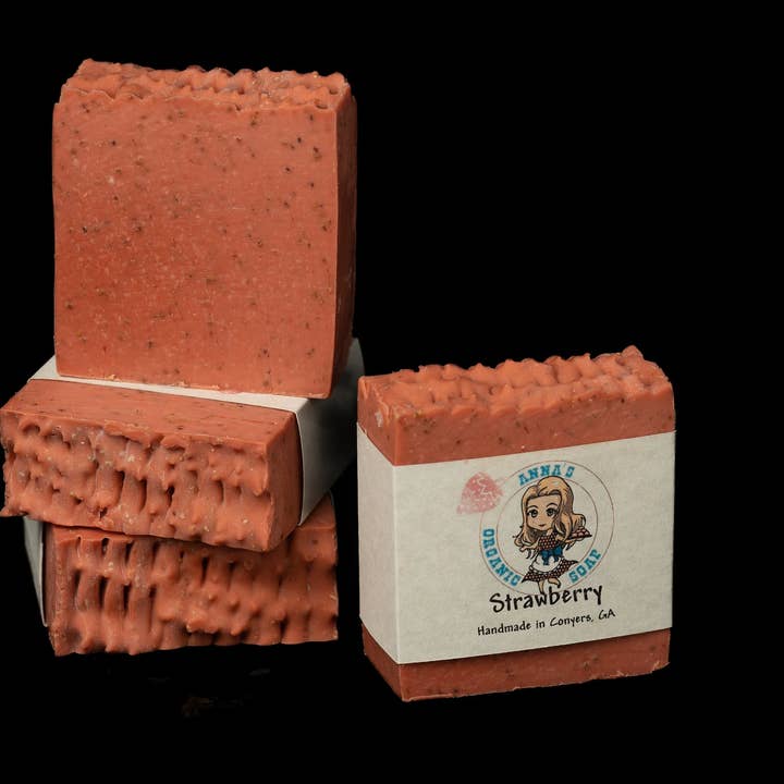 Strawberry Soap, All Natural Exfoliating Organic Soap for wholesale by Anna's Organic Soap