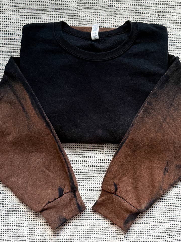 Black Reverse Ombre Tie Dye Bleached Sweatshirt for wholesale by Salty Ocean Crew