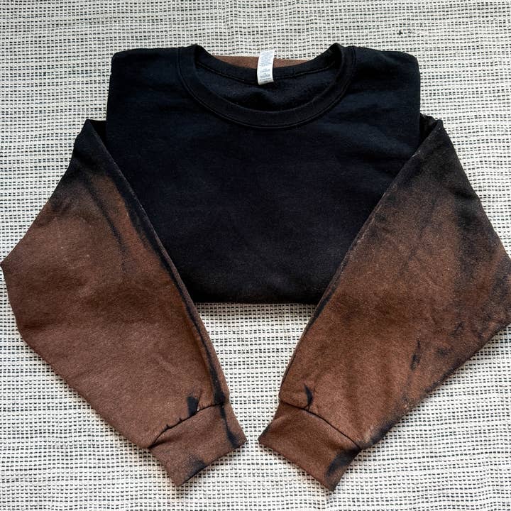 Salty Ocean Crew - Wholesale Sweatshirt - Women's - Black Reverse Ombre Tie Dye Bleached Sweatshirt