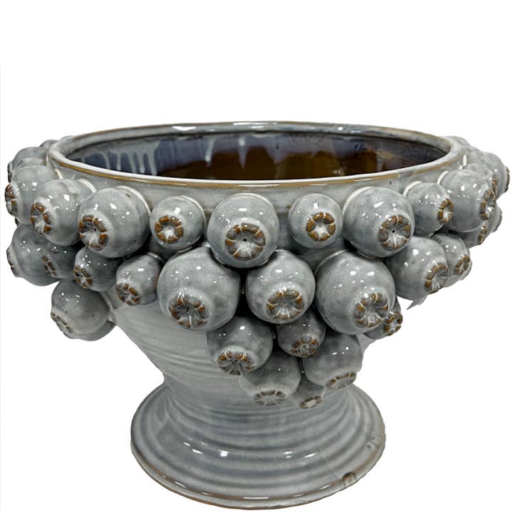 Keramik Schale Mohna Auf Fuß, D39cm, H24,5 cm, Grau für den Großhandel von Vosteen