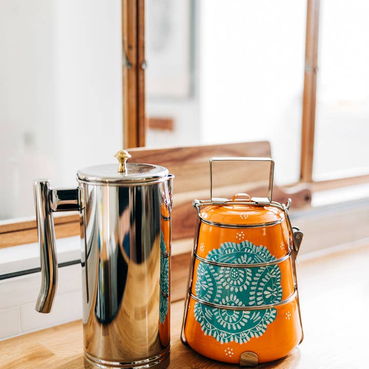 Ten Thousand Villages - Wholesale Lunch Bag/Box - 3 Tier Steel Tiffin To Go Container3