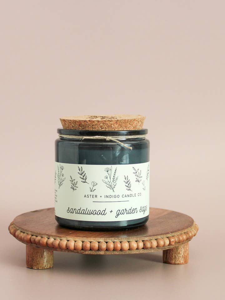 Sandalwood + Garden Sage | Summer Candle for wholesale by Aster + Indigo Candle Co.