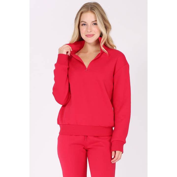 Timeless - Wholesale Sweatshirt - Women's - Zip Fleece Pullover Long Sleeve Sweatshirt Top