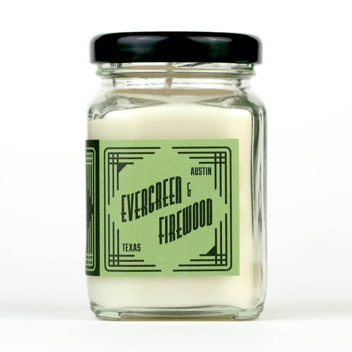 Evergreen & ved Mini Soy Candle - 3oz. för wholesale av Luna Tigre Candles