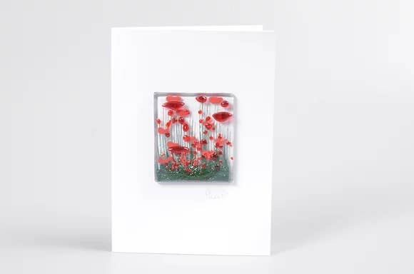 Pam Peters Designs – wholesale Everyday greeting card – Handmade Fused Glass Greeting Card -  Poppy Card4