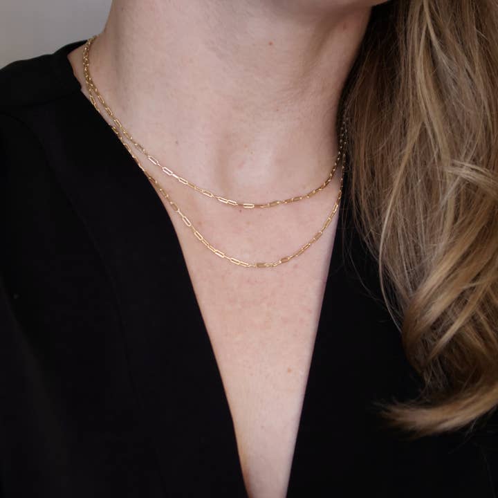 GoldFi - Wholesale Link & chain necklace - 18k Gold Filled Mini Paperclip Chain3