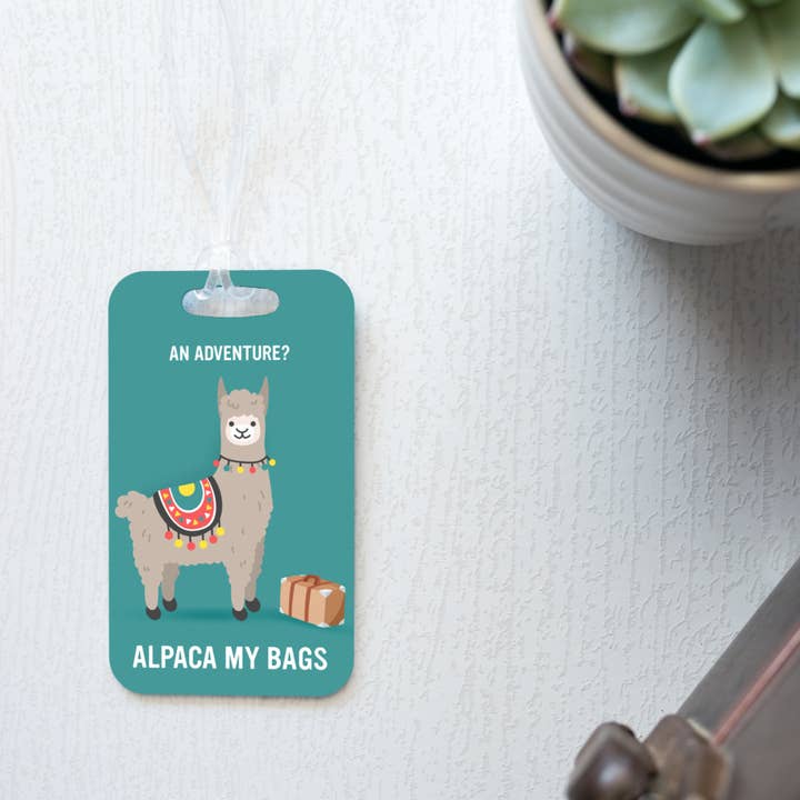 Metal Alpaca my Bags Luggage Tag for wholesale by Wayfaring Prints