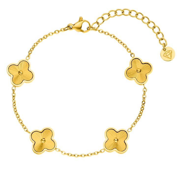 Shine Clover-armbånd | 18 karat guldbelagt for engroshandel hos Schmuckgroßhandel
