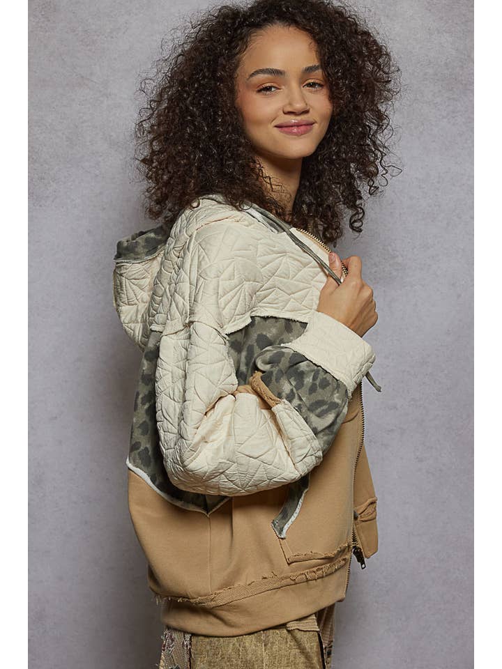 Pol Clothing - Wholesale Jacket - Women's - Long sleeve printed terry quilted knit hooded jacket7