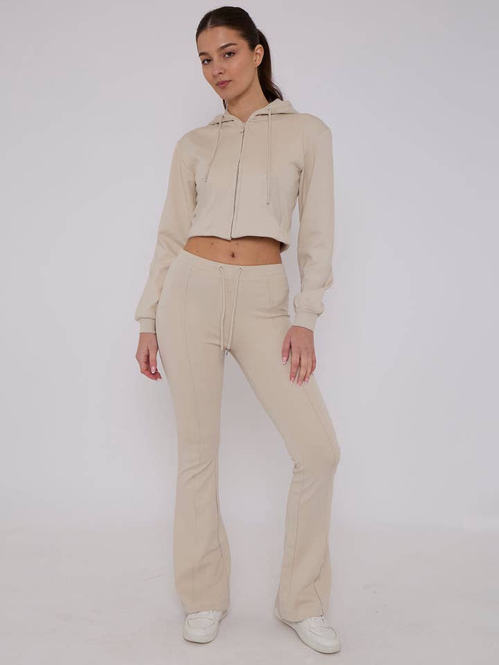 AX Labels - Wholesale Lounge Set - Women's - Interlock Cropped Zip Hoodie and Flared Trouser Set14