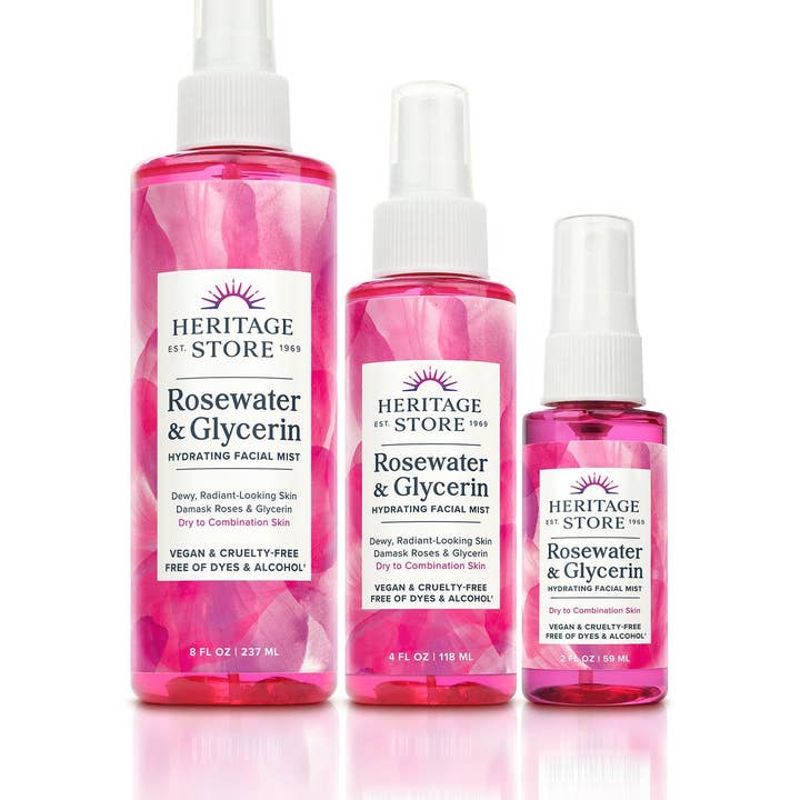 Heritage Store - Wholesale Face & Body Mist/Water - Rosewater & Glycerin 2oz/4oz/8oz9