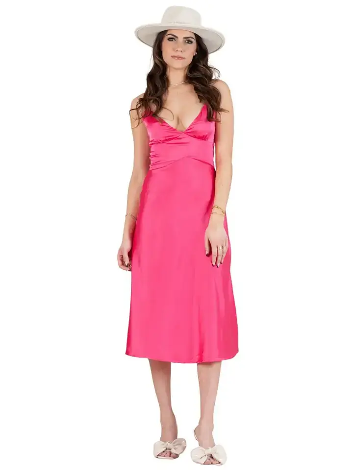 Lucca Couture - Vente Robe – femme - Robe nuisette midi en satin Pré-automne3