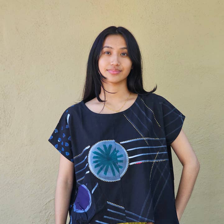 TJ-17108 BATIK TOPPE - BATIKKUNST - SORT for engroshandel hos YAZA