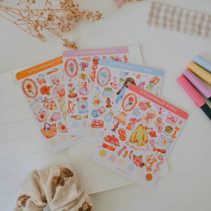 Folha de autocolantes - Meninas Florais por atacado de BlossomBujo Store