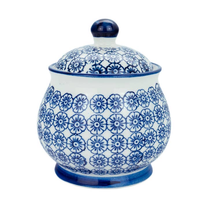 Nicola Spring Patterned Sugar Bowl - Blue Flower for wholesale by Rinkit Ltd