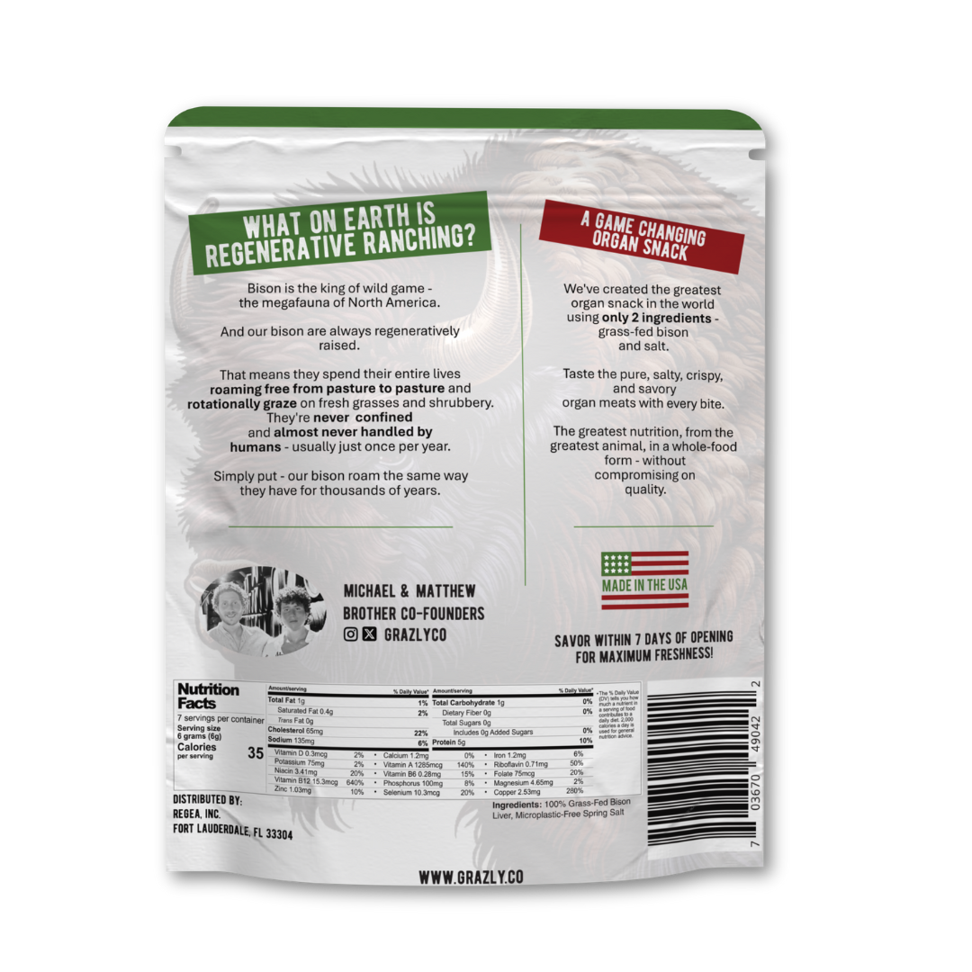 Grazly - Wholesale Jerky - Bison Liver Crisps - 100% Grass-Fed/Finished (Copy)3