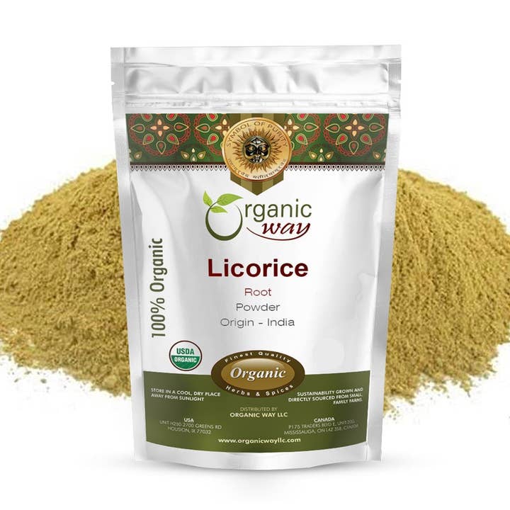 Licorice Root Powder (Glycyrrhiza Glabra) - Herbal Tea | Kosher & USDA Certified | Vegan, Non-GMO & Gluten Free | Tested for Heavy Metal and Purity | 100% Raw from India for wholesale by Organic Way LLC