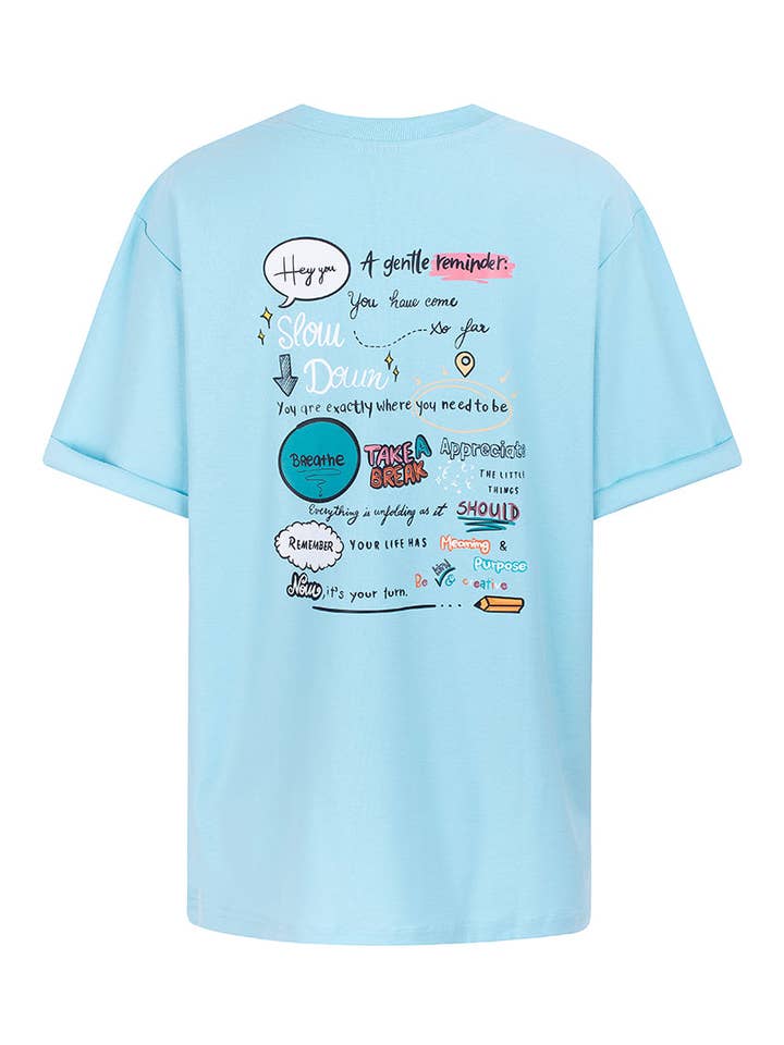 Unisex T-shirt i Økologisk Bomuld Blå - Reminder for engroshandel hos Curious Cotton