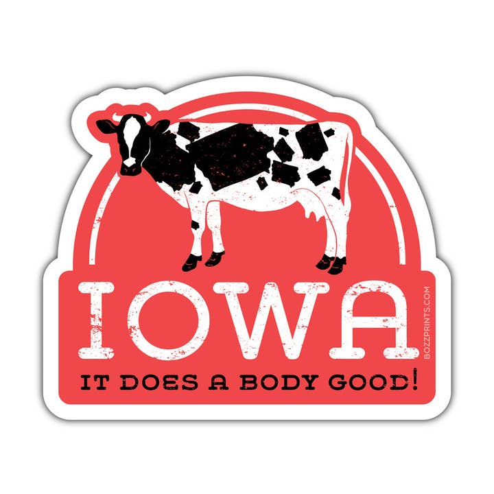 Iowa Does A Body Good Sticker/Magnet for wholesale by Bozz Prints