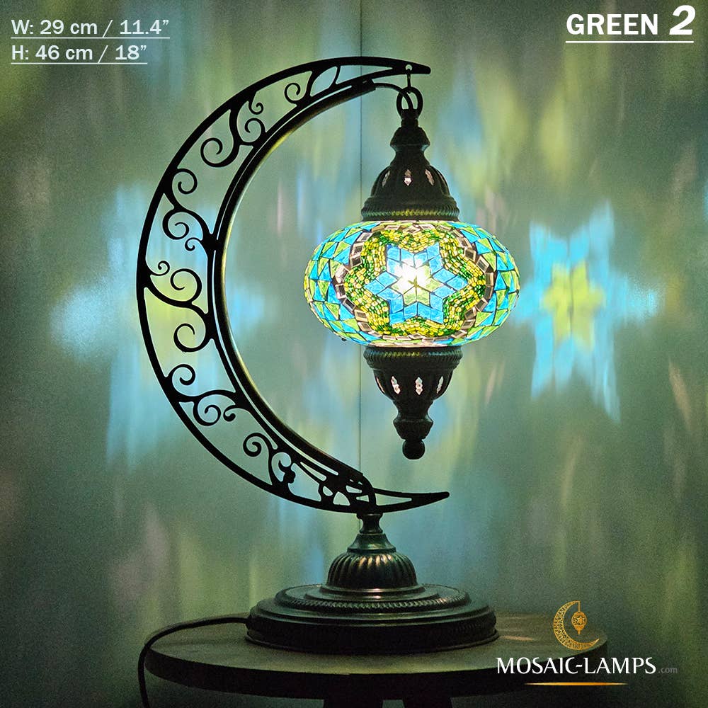 Mosaic Lamps - Wholesale Accent/Desk Lamp - 10+ Colors - Moroccan Moon Table Lamp, Arc, Murano Crescent19