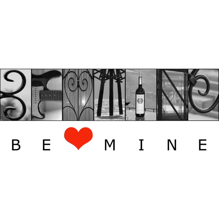 BE_MINE_01 Biglietto di San Valentino con fotografia dell'alfabeto per la vendita all'ingrosso da parte di PhotoWord Art