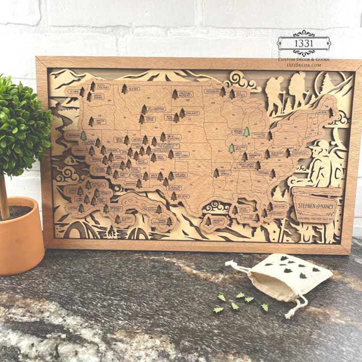 National Parks Map for wholesale by 1331 Custom Decor & Goods