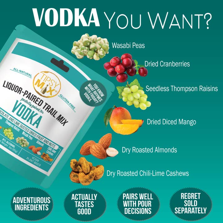Tipsy Mix - Wholesale Trail Mix - 12. Wine & Liquor Paired Trail Mix MIXED CASE OF 616