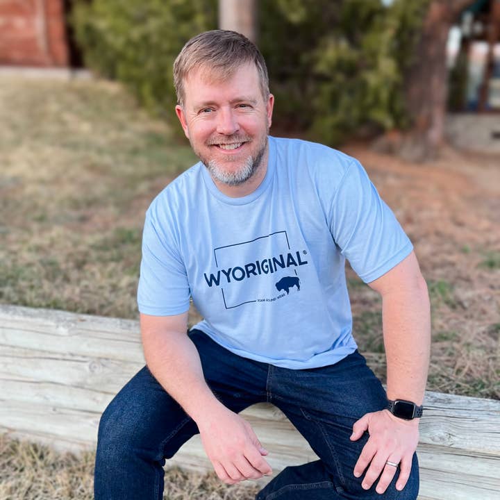 WYORIGINAL® Square State - Light Blue Mist/Navy for wholesale by Roam Around Wear