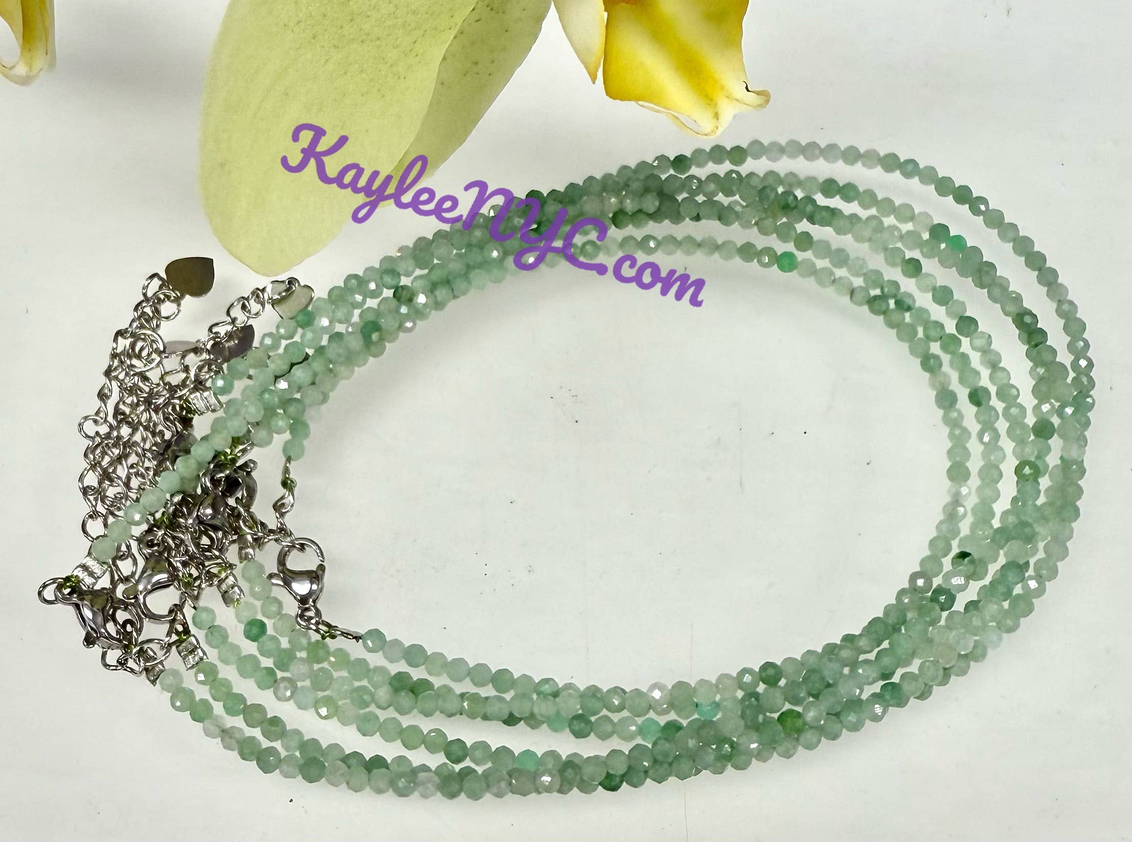 KayleeNYC - Wholesale Anklet - 2mm Natural Burma Jade Jadeite Anklets Crystals Healing 3