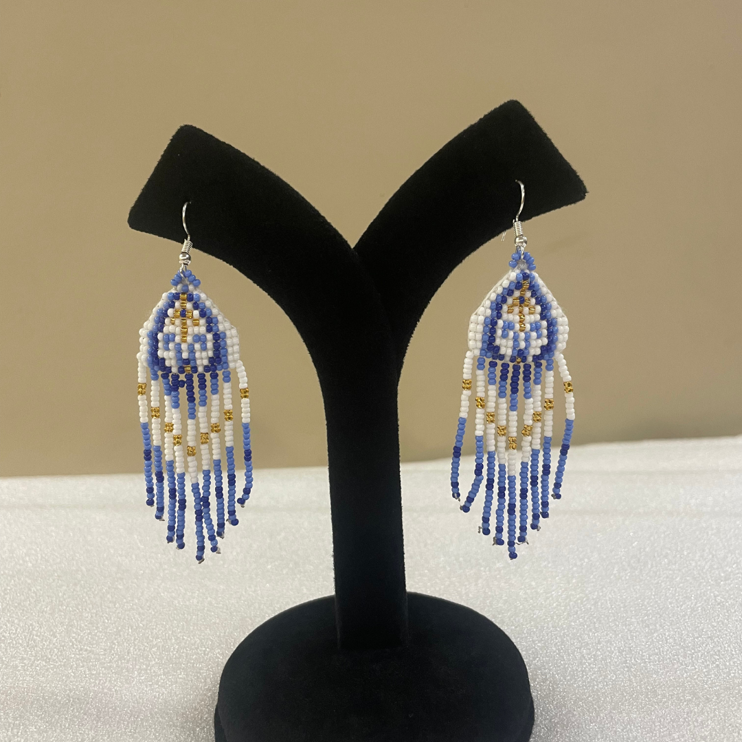 House of Kraft - Wholesale Jewelry Set - Floral Jewelry Set | Beaded Jewelry | White And Blue Jewelry5