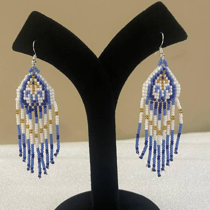 House of Kraft Jewelry & Accessories - Vendita all'ingrosso Parure di gioielli - Set di Gioielli Floreali | Gioielli con Perline | Gioielli Bianchi e Blu5