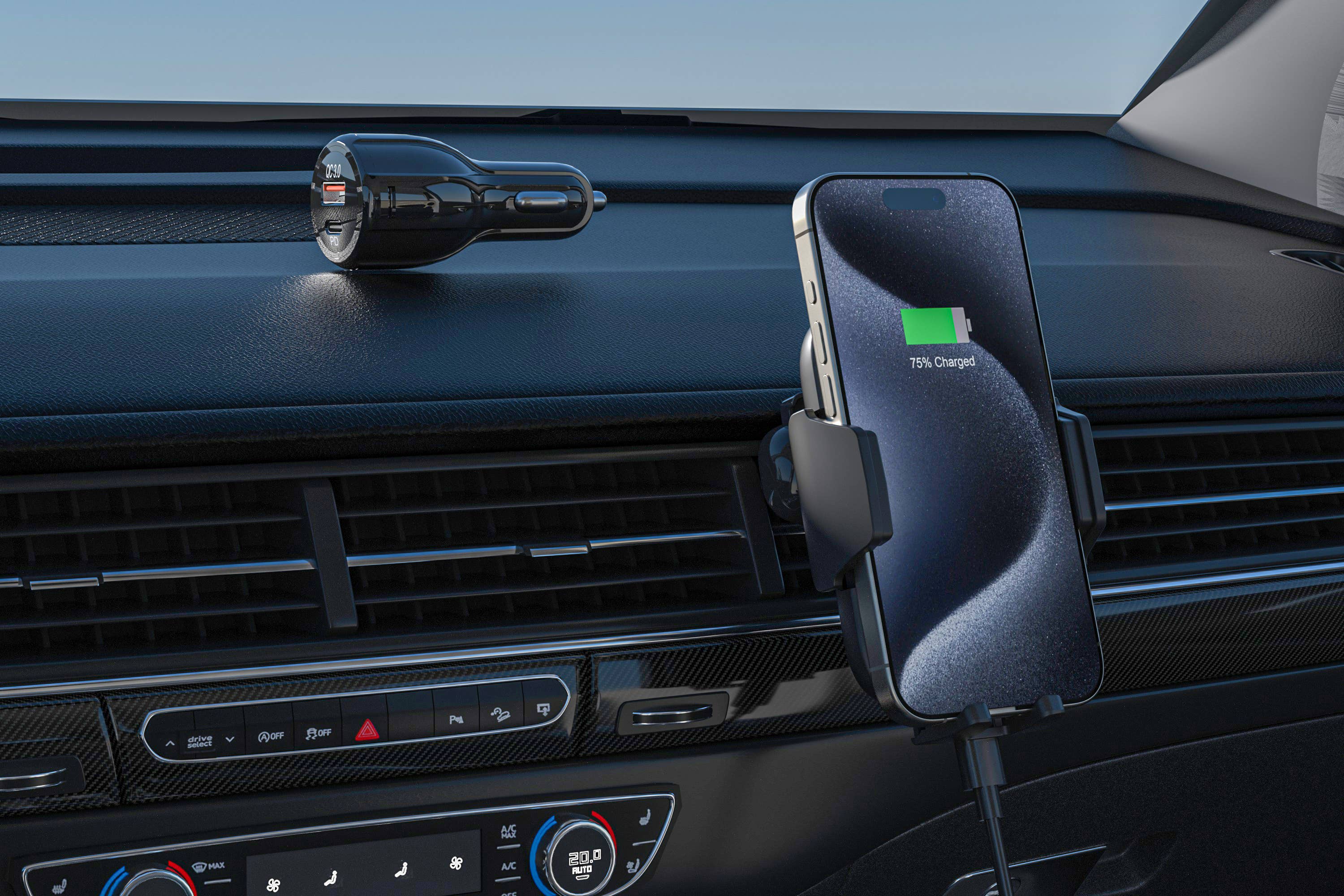 LAX Gadgets – wholesale Charging dock – Wireless Charging Vent Mount with Car Charger - Retail Pack9