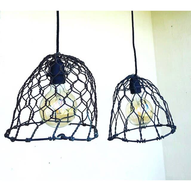 Rustik lampe lavet af metalbasker for engroshandel hos VintageLampenManufaktur