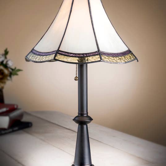 J Devlin Glass Art & Bert Anderson Collection - Wholesale Accent/Desk Lamp - Curved Stained Glass Tiffany Table Lamp J Devlin Lam 597-4