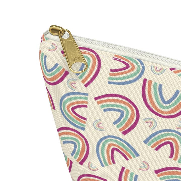 Hand-sketched rainbow confetti zippered pouch supplies bag for wholesale by The Weathered Sweater