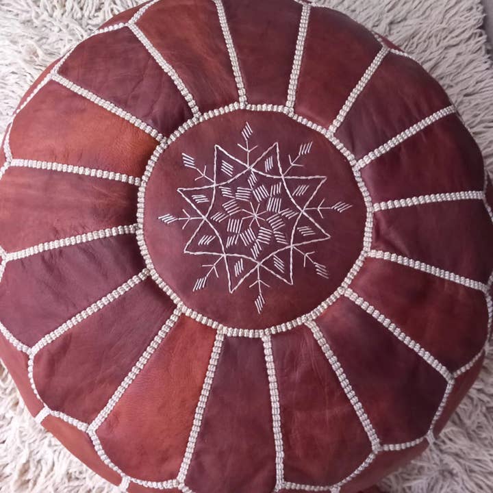 DarKech – wholesale Sittpuff – Marockansk läder fotpall Ottoman, handgjord Pouf Brun