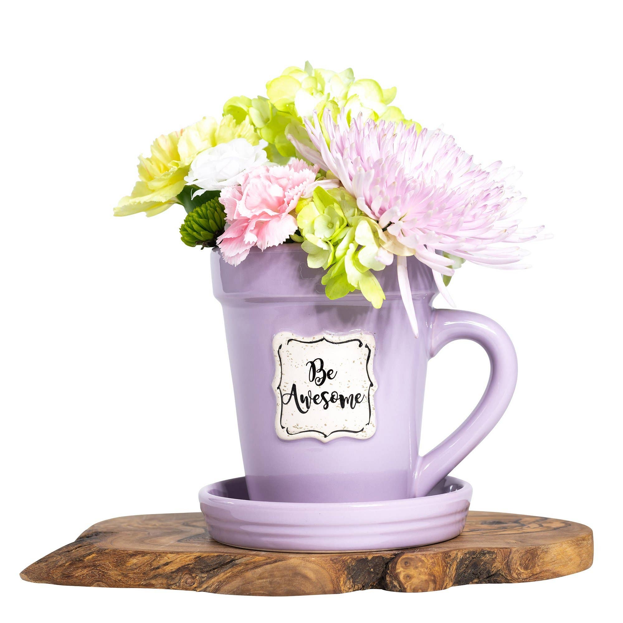 Divinity Boutique - Wholesale Coffee Mug - Lilac Flower Pot Mug w/Scripture - Be Awesome5