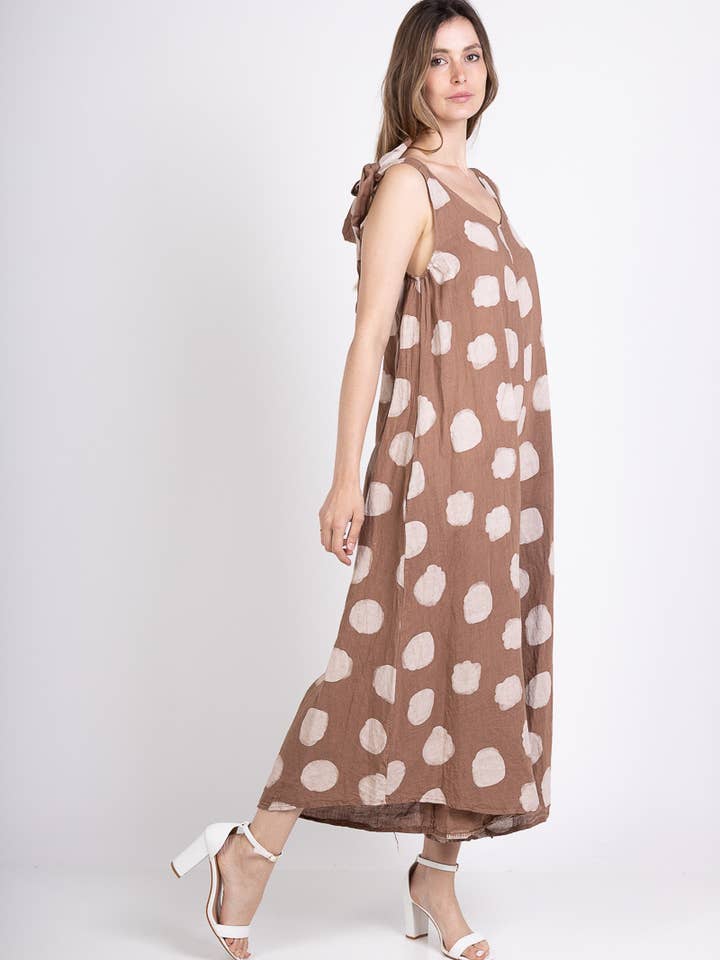 L'Emotion - Vente Combinaison – femme - Combinaison à Pois Bretelles Nœuds Ajustables 100% Lin8