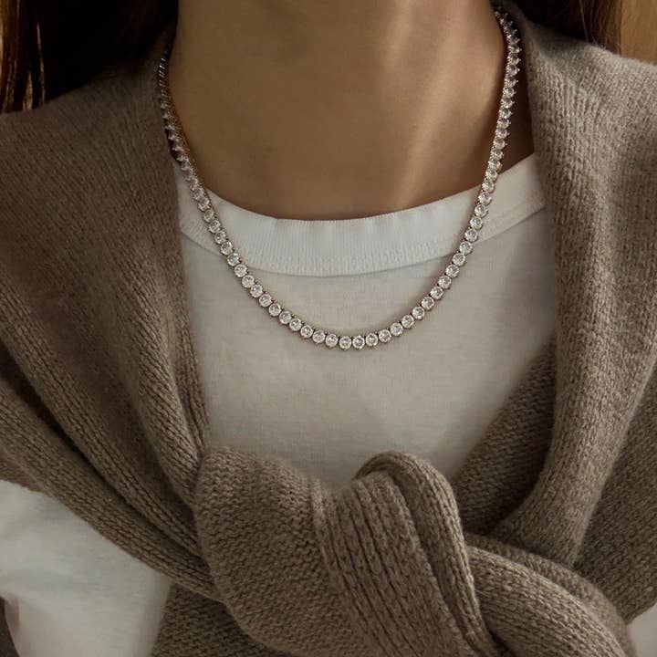 0355 Heart Shape not flipped Tennis Necklace for wholesale by Dalbit New York Jewelry