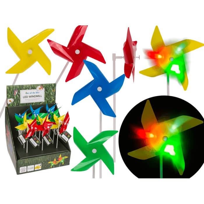 Gekleurde windmolen met 3 LED's, van kleur wisselend, voor wholesale door Out of the blue KG
