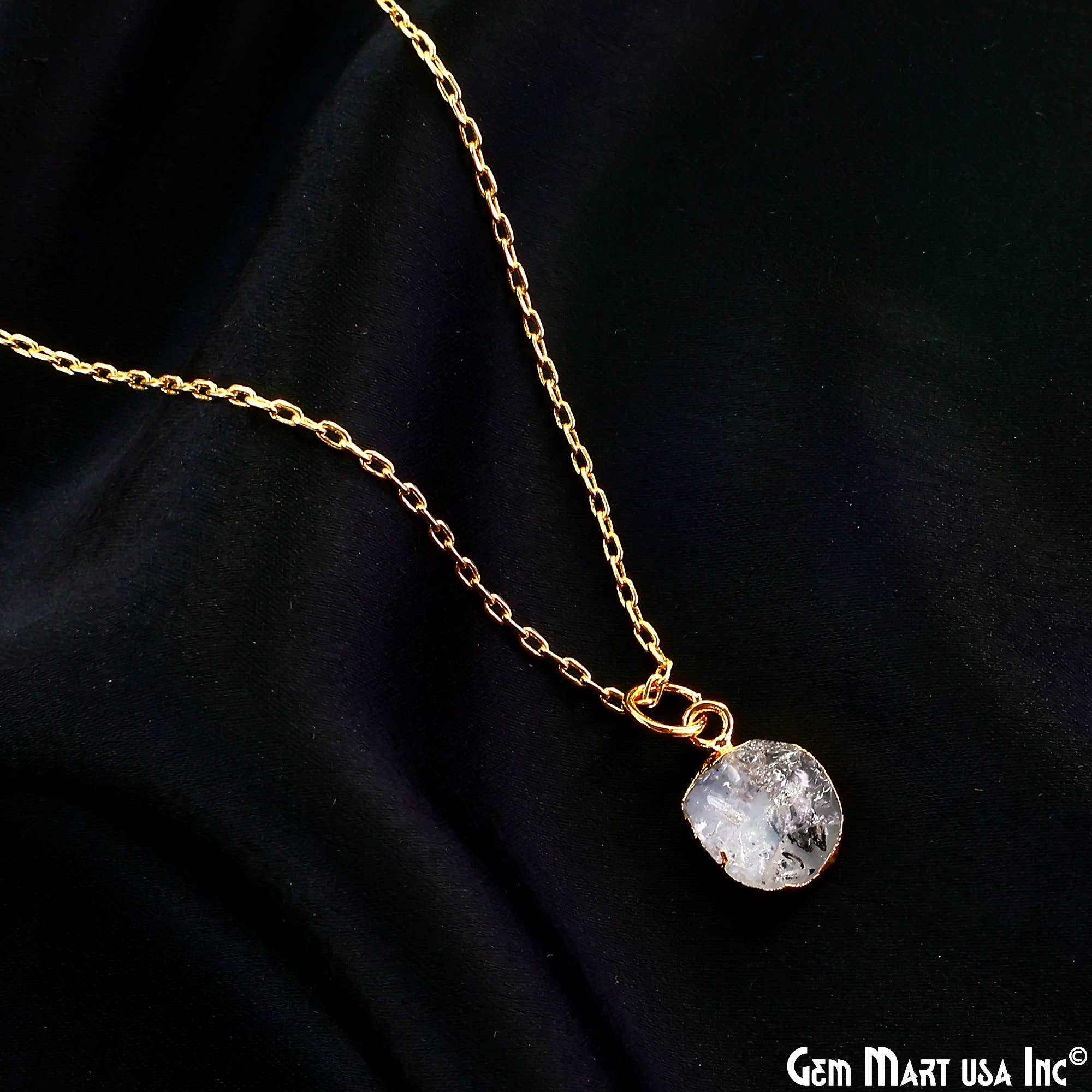 GemMartUSA - Wholesale Pendant/Charm Necklace - Rough Gemstone 16x10mm Gold Electroplated Single Bail Charm17