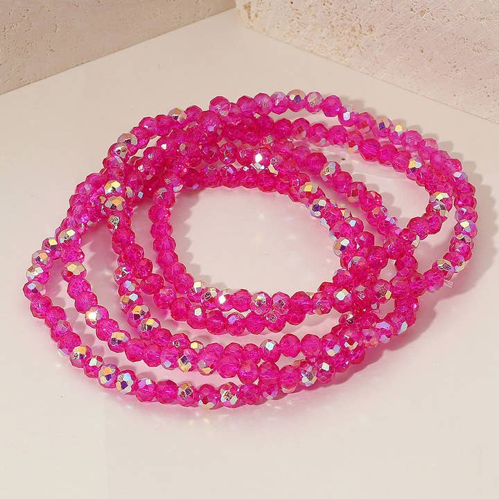 Sensibling Corp. - Wholesale Jewelry Set - 5PCS - Sparkling Faceted Beaded Stackable Stretch Multi Layered Bracelet3