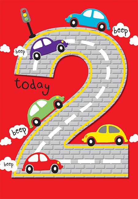 Piccadilly Greetings – wholesale Birthday card – Juvenile Birthday Card, Age 2 M, Cars0