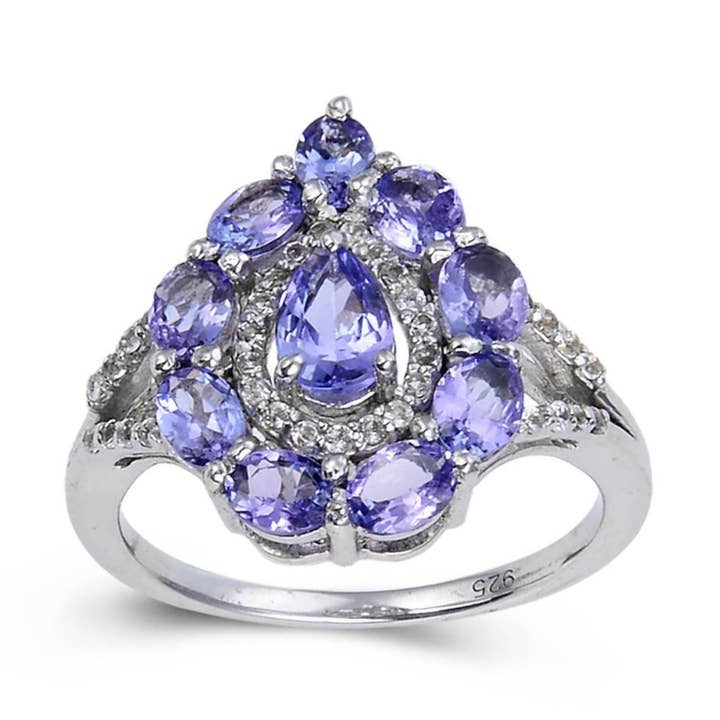 Anel de Cocktail em Prata de Lei com Gota de Tanzanite por atacado de FCJ Jewelry LLC