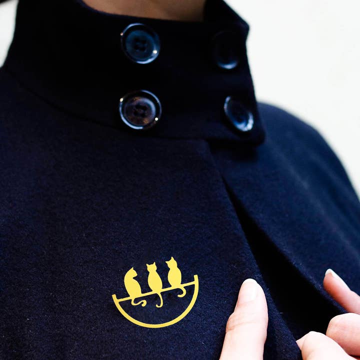 Hirondelle Bijoux - Wholesale Brooch - Gold or silver perched cat brooch3